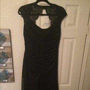 Camille La Vie Black Bridesmaids Gown Lace Detail